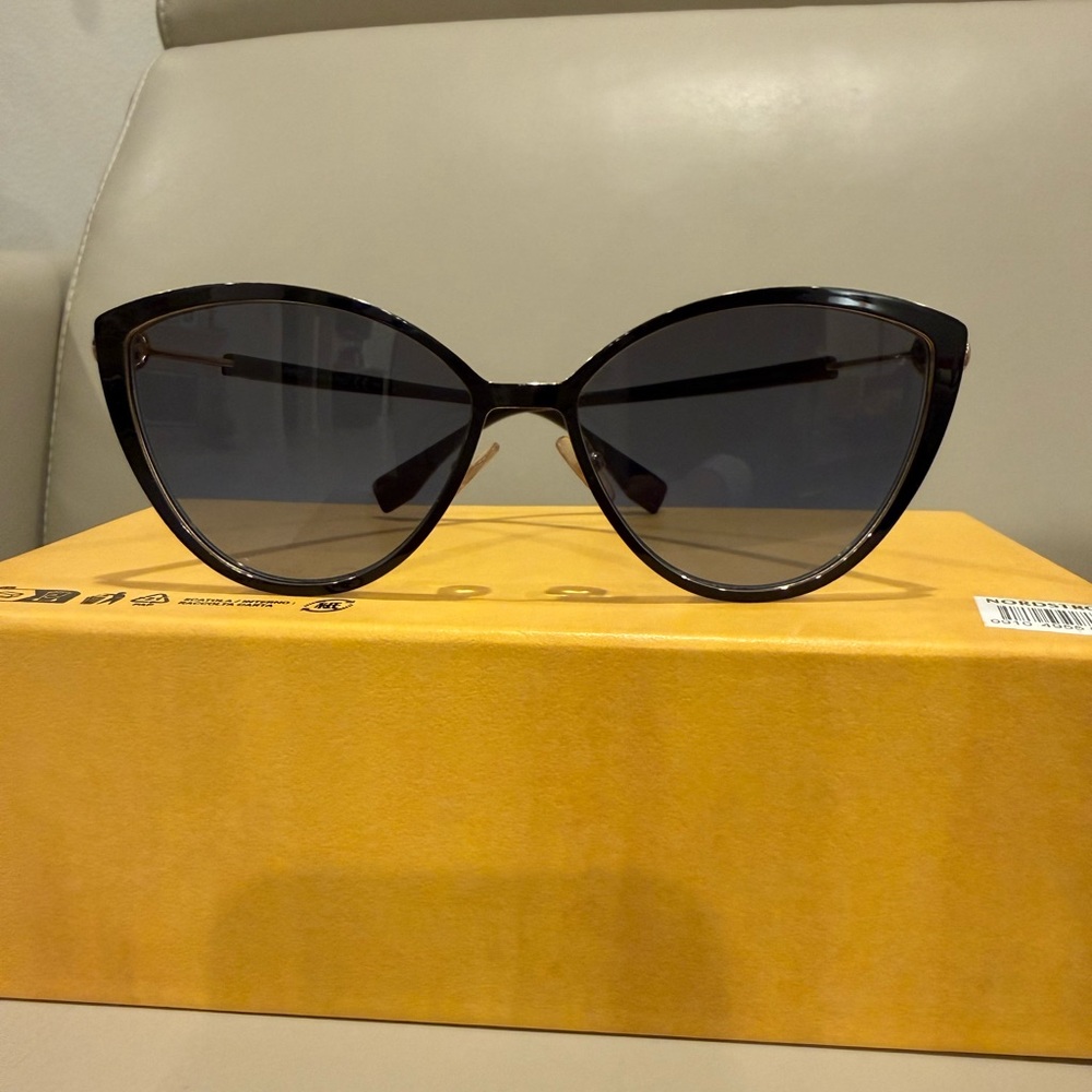 Fendi Black Cat-Eye Sunglasses with Red Case